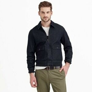 Wallace and Barnes J. Crew NWT Denim Bomber Aviator Zipper Jacket Size Medium